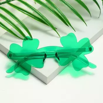 Солнцезащитные очки без оправы Four Leaf Clover Funny Fashion Green Festival Costumes Party Glasses Beach Sunglasses