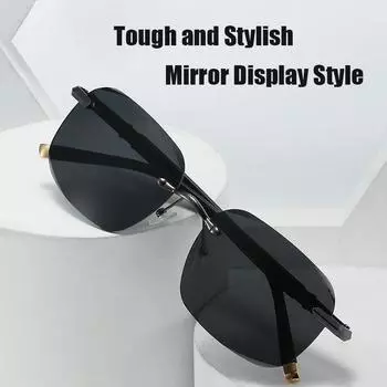 Солнцезащитные очки без оправы квадратные мужские модные повседневные велосипедные солнцезащитные очки модные уличные декоративные очки для водителя