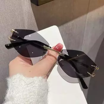 Солнцезащитные очки без оправы, многоугольные, женские, маленькая металлическая оправа, шестиугольные, панк, женские солнцезащитные очки, оттенки, уникальные многоугольные очки для мужчин