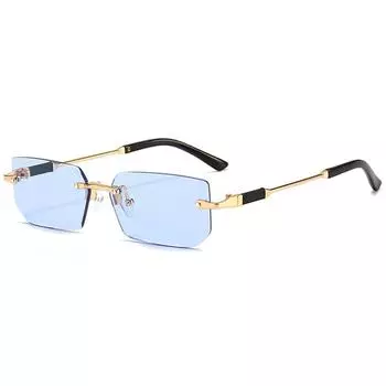 Солнцезащитные очки без оправы, прямоугольные модные популярные женские оттенки, маленькие квадратные солнцезащитные очки для женщин и мужчин, летние путешествия