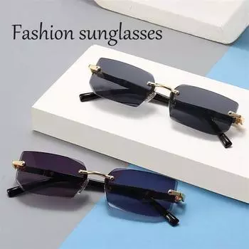 Солнцезащитные очки без оправы, прямоугольные, модные, женские, мужские, маленькие, квадратные, солнцезащитные очки для летних путешествий, неполяризованные