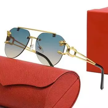 Солнцезащитные очки без оправы с леопардовым принтом 2023 года с двойным лучом и зеркалом в форме лягушки для женщин и мужчин