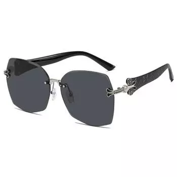 Солнцезащитные очки без оправы, с отделкой, модные солнцезащитные очки, очки с жемчугом для большого лица