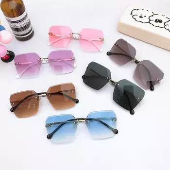 Солнцезащитные очки без оправы с отделкой, женские очки с нестандартной оправой, модные солнцезащитные очки для уличной стрельбы и вождения