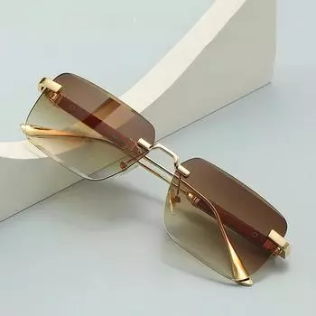 Солнцезащитные очки без оправы, женские модные роскошные квадратные солнцезащитные очки для мужчин, винтажные модные очки, роскошные солнцезащитные очки для мужчин Zonnebril