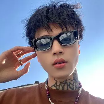 Солнцезащитные очки Box Personality Thick Edge Fashion Trend Оправа для очков Hip Hop Мужские и женские солнцезащитные очки