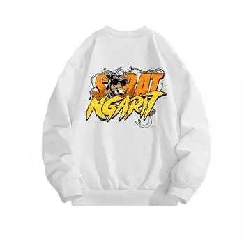 Солнцезащитные очки Bull Модный принтованный топ, повседневная спортивная одежда на осень и зиму, хлопковая толстовка M белый