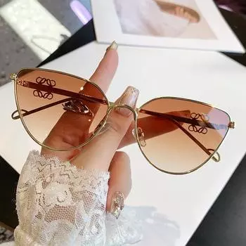 Солнцезащитные очки Cat S Eye Metal, солнцезащитные очки с защитой от ультрафиолета, тонкие плоские очки с защитой от синего света