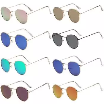 Солнцезащитные очки Charm в металлической оправе, круглые, для мужчин и женщин, солнцезащитные очки Ocean Lens Vintage UV400, унисекс, мода