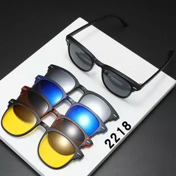 Солнцезащитные очки Чехол для мужских и женских магнитных полуметаллических очков Оправа ретро поляризаторные очки для вождения Spot 2218 PC material rack