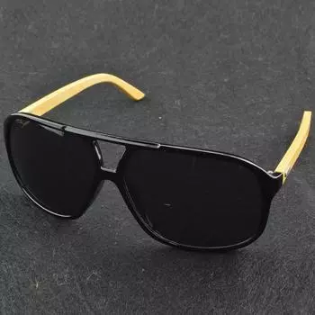 Солнцезащитные очки Clara Vida Pilot с большой оправой из натурального бамбука UV400 UV100% поляризованные чёрный