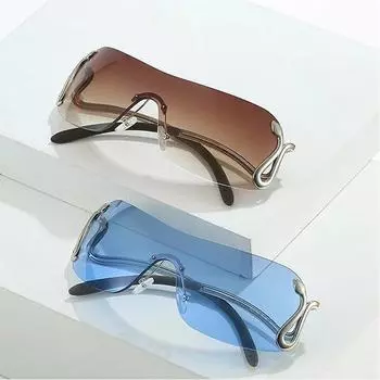 Солнцезащитные очки Conjoined Personality Animal Viper Y2k Convex Shape Metal Sunglasses розовый