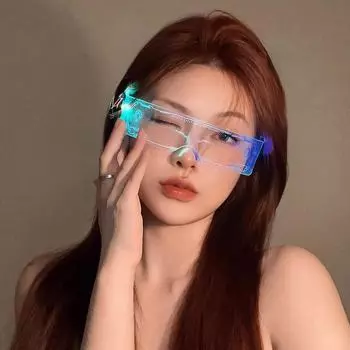 Солнцезащитные очки Cyberpunk LED Luminous - красочный реквизит для диско-фото new colorful double control