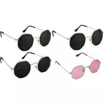 Солнцезащитные очки Dervin Unisex для взрослых, круглые (Черные линзы) (Средняя) - Упаковка из 1 шт., унисекс, взрослые, круглые солнцезащитные очки, разноцветная оправа, черные - Упаковка из 2 шт.