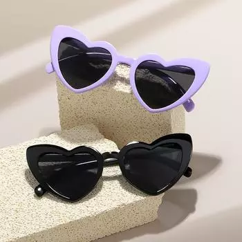 Солнцезащитные очки для девушек из Европы и Америки Beach Peach Heart Birthday Photo Cross Border Fashion Sunglasses чёрный