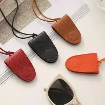 Солнцезащитные очки для хранения из искусственной кожи Магнитный зажим для шляпы Шнур для подвешивания на шею Съемный зажим для очков для девочек коричневый