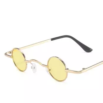 Солнцезащитные очки для мальчиков, мужчин, девочек, женщин, панк, унисекс, ультрамаленькая оправа, круглая, модная, в стиле хип-хоп, ретро-очки Yellow золотой