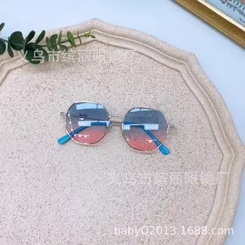 Солнцезащитные очки для путешествий и защиты от ультрафиолета для детей, металлическая оправа, милые детские вогнутые очки для ношения прилива