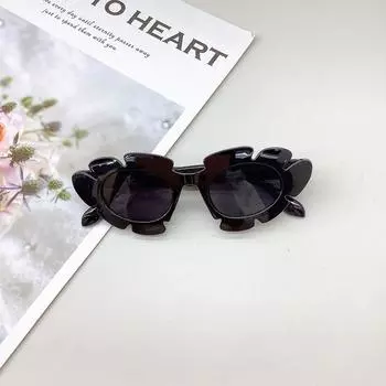 Солнцезащитные очки для путешествий с защитой от ультрафиолета для детей, овальная оправа, волнистые милые солнцезащитные очки для девочек, солнцезащитные очки для защиты глаз от солнца черный серый