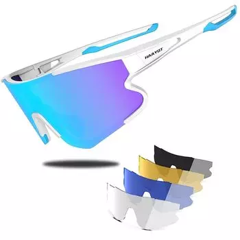Солнцезащитные очки для шоссейного велосипеда, очки для велоспорта, поляризованные бейсбольные очки для мужчин и женщин, 5 линз, спортивные солнцезащитные очки для рыбалки, вождения, бега [HAAYOT]