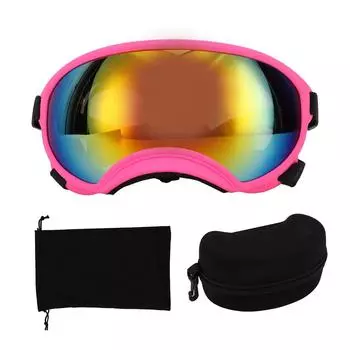 Солнцезащитные очки для собак из поликарбоната, термополиуретана, ветрозащитные, с защитой от ультрафиолета, с регулируемым ремешком, очки для домашних животных для катания на лыжах на открытом воздухе, розовые