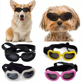 Солнцезащитные очки для собак, очки с защитой от ультрафиолета, защитные очки с регулируемым ремешком, водонепроницаемые очки для домашних животных на открытом воздухе жёлтый