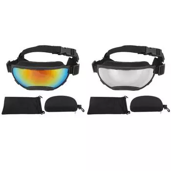 Солнцезащитные очки для собак с защитой от ветра и ультрафиолета, регулируемый ремешок, модные очки для домашних животных для катания на лыжах, велоспорта, путешествий Black Frame with Red Lens