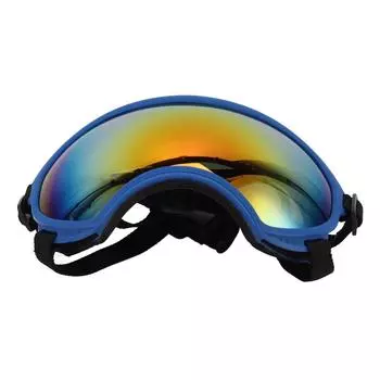 Солнцезащитные очки для собак Ветрозащитные Защита от УФ-лучей ПК ТПУ с регулируемым ремешком Очки для питомцев для катания на лыжах на открытом воздухе Синие синий