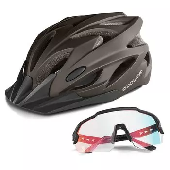 Солнцезащитные очки для велосипедного шлема Odoland с солнцезащитным козырьком. Стандарты безопасности. Высокая жесткость. Ударопрочный. Ультралегкий. Высокая воздухопроницаемость. Регулируемый размер.