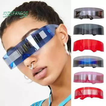 Солнцезащитные очки для взрослых Футуристический интегрированный прямоугольник - чувство будущего, полупрозрачные, устойчивые к солнцу, фотореквизит, защита от ультрафиолета, унисекс, уличная одежда B