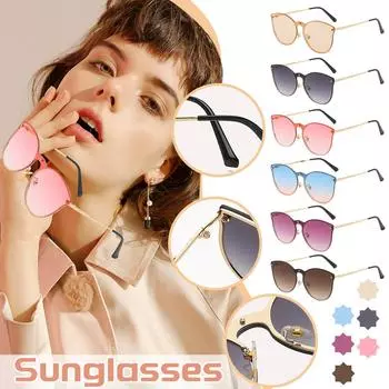 Солнцезащитные очки для взрослых, винтажные овальные солнцезащитные очки с защитой от ультрафиолета, зеркальные градиентные солнцезащитные очки One Size синий