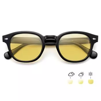 Солнцезащитные очки Feisedy Polarized, меняющие цвет, UV400, защита от ультрафиолета, цветные линзы, меняющие цвет, круглые очки, ночные солнцезащитные очки для вождения B1152 (Затемнение/Цвет жёлтый