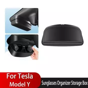 Солнцезащитные очки, футляр для очков, ящик для хранения для Tesla Model Y, чехол для очков, держатель для рамки, кнопочный переключатель, одноручный аксессуар для салона автомобиля