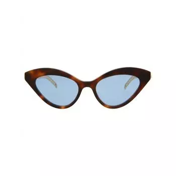 Солнцезащитные очки Gucci Cat Eye в ацетатной оправе гавана золотисто-синие