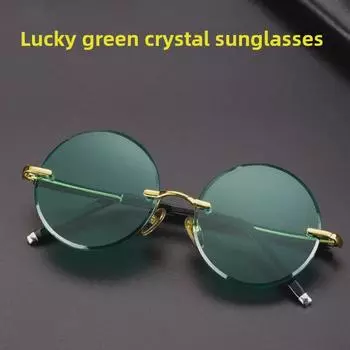 Солнцезащитные очки High-End с круглым кристаллом и зеленым камнем
