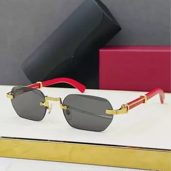 Солнцезащитные очки Kajia Wooden без оправы с полигональной оправой, модные, с защитой от ультрафиолета CT0362S 54-21-145