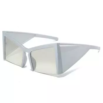 Солнцезащитные очки кошачий глаз с широкой оправой и полуоправой, модные солнцезащитные очки в большой оправе, квадратные солнцезащитные очки в стиле панк для женщин и мужчин Silver