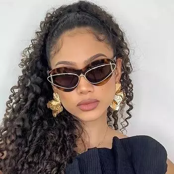 Солнцезащитные очки «кошачий глаз» женские 2024 роскошные винтажные панк-очки Y2k для мужчин с двойной оправой ретро-очки унисекс оттенки UV400