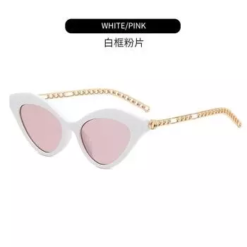 Солнцезащитные очки «кошачий глаз» женские модные роскошные квадратные солнцезащитные очки женские металлические цепочки с заушниками маленькая оправа черные золотистые Oculos De Sol