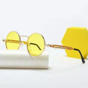 Солнцезащитные очки круглые стимпанк солнцезащитные очки мужские и женские ретро весенние зеркальные ножки металл