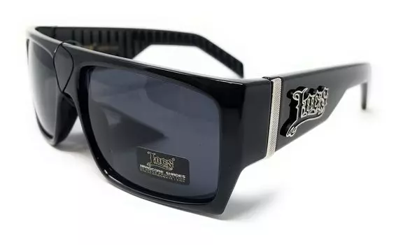 Солнцезащитные очки LOCS Hardcore Shades LOCS 91010 Black Gangster Square Flat Top Cholo OG Lowrider Shades для 2XL | Взрослые, Черный,