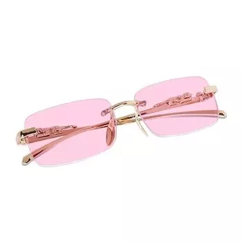 Солнцезащитные очки Mc Stan без оправы для мужчин и женщин, ретро, роскошные, привлекательные, дизайн, золотистый металл, без оправы, прямоугольные, с леопардовыми дужками, цветные линзы, солнцезащитные очки