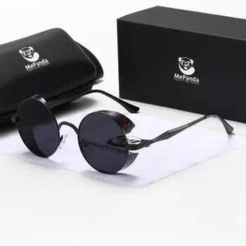 Солнцезащитные очки MePanda унисекс с круглыми точками, паровой панк, ретро, устойчивые к УФ-излучению, UV400 серебряный серый