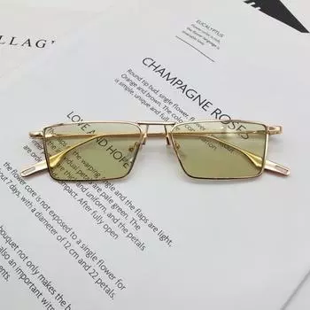 Солнцезащитные очки Mo Wei Metal Square Small Frame женские, светло-зеленые, те же