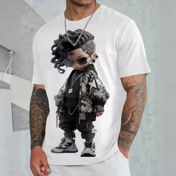 Солнцезащитные очки Мужская футболка Крутая мужская фигура Узор 3D Печать Футболки Модные футболки с коротким рукавом Мужская одежда больших размеров Топы Новые S