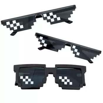 Солнцезащитные очки Очки для вечеринок Мозаичные пиксельные очки Черные пиксели реквизита на день рождения Крутые очки для косплея Унисекс [SAMCOS] 6/12/12 (Набор 3) чёрный