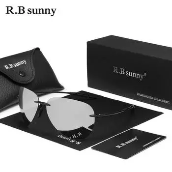 Солнцезащитные очки пилота без оправы RBsunny, мужские, сверхлегкие, TR90, высококачественные, круглые, без оправы, защитные очки для глаз, зеркальные линзы, женские очки серебряный