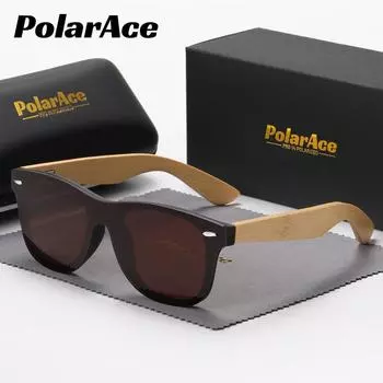 Солнцезащитные очки PolarAce унисекс из бамбука для улицы, UV400 синий