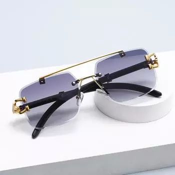 Солнцезащитные очки премиум-класса без оправы в стиле ретро для мужчин с защитой от ультрафиолета, модные солнцезащитные очки высокого класса для женщин