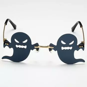 Солнцезащитные очки-призраки на Хэллоуин Новые забавные солнцезащитные очки без оправы Солнцезащитные очки для вечеринок и танцев для мужчин и женщин Очки-призраки чёрный
